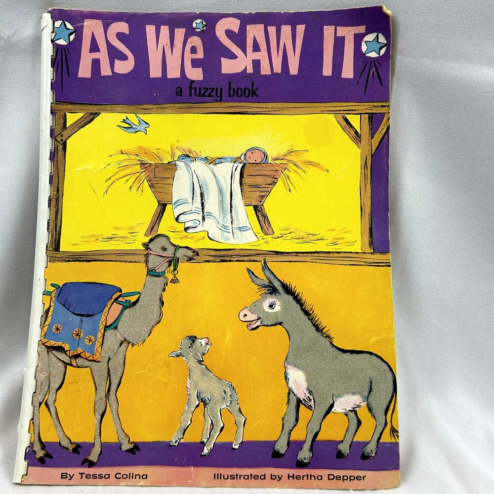 SKU2274 Vintage 1966 As We Saw It Fuzzy Book Tessa Colina Nativity Story
